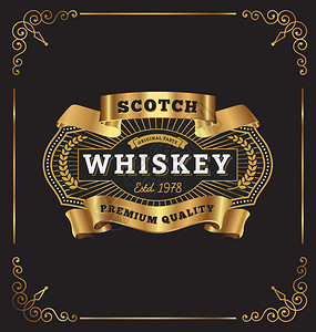 复古框架标签设计适用于威士忌和葡萄酒标签餐厅横幅啤酒背景图片