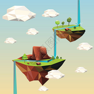 琴 草美丽的岛屿水漂浮在天空插画