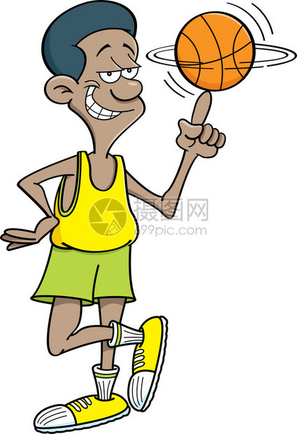 卡通插图一个篮球选手的图片
