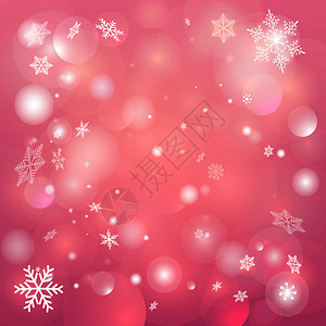与雪花和闪烁的雪圣诞节红色背景图片