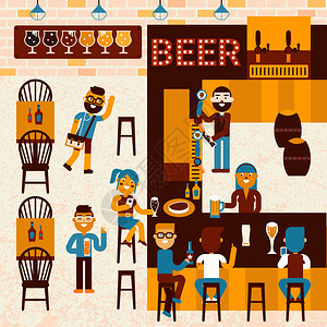 啤酒餐馆社区与许多人的现场展示说明Be啤酒餐图片