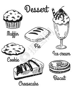手绘糖果甜点松饼馅饼冰淇淋饼干芝士蛋糕饼干带有图片