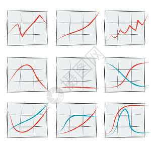 矢量插图绘图9个增长图表图片