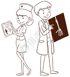 医生和护士持有文件插图图片