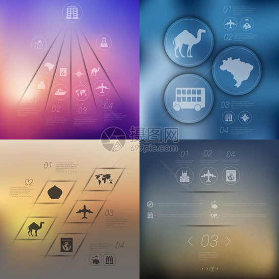 旅游信息图带有无焦点背景上的图图片