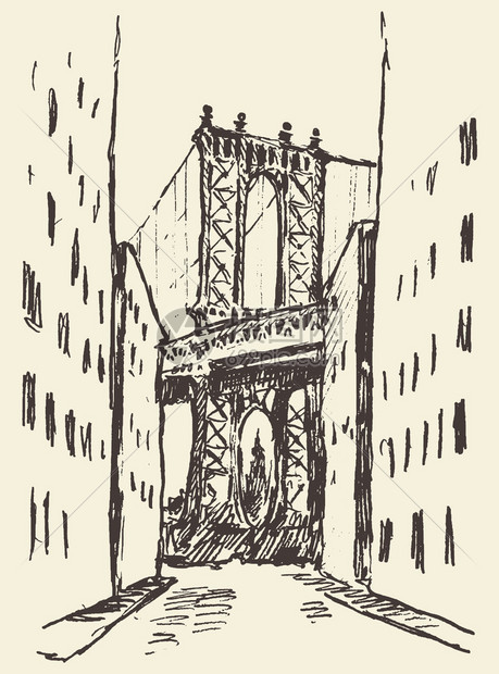 美国纽约曼哈顿桥美国古典雕刻的图片