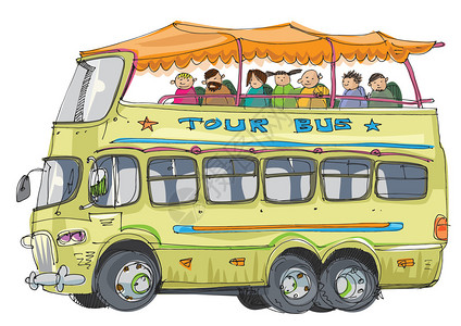 双层旅游巴士卡通图片