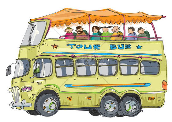 双层旅游巴士卡通图片