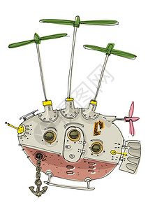 蒸汽朋克飞行机卡通图片