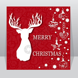 带驯鹿和圣诞装饰品的美丽的圣诞卡片EP图片