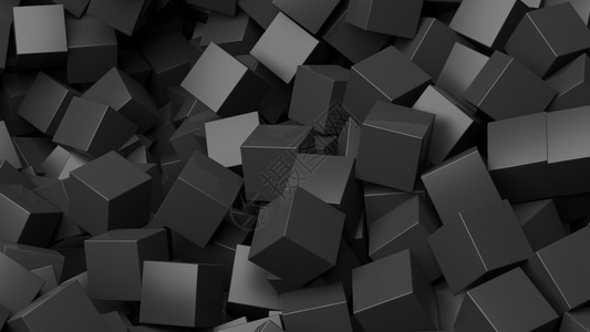 3D黑色立方体背景图片
