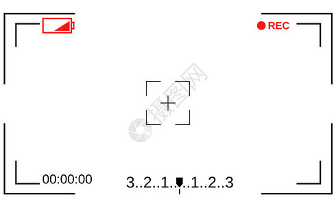 相机取景器相机的模板对焦屏取景器相机记录白色背景上的视频图片