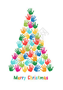 丰富多彩的圣诞树儿童手图片