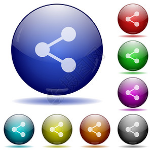互联网企业一组颜色共享有阴影的玻璃球按钮排插画