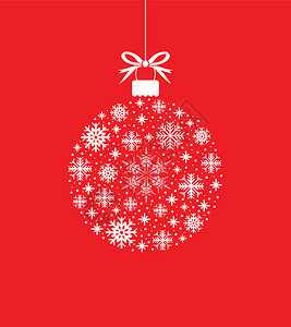 由简单的雪花制成的矢量圣诞球圣诞卡图片