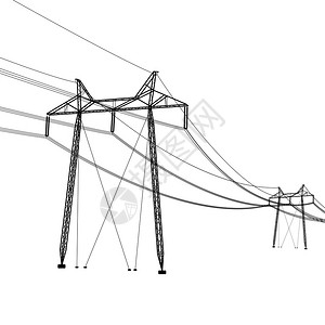 高压输电线的剪影矢量图图片