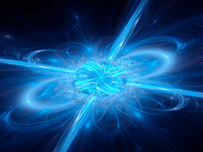 空间中子星爆炸的蓝色发光计算机生成了图片