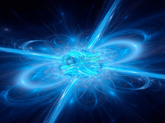 空间中子星爆炸的蓝色发光计算机生成了图片