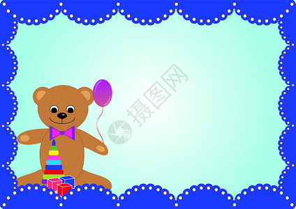 蓝色背景带玩具熊背景图片