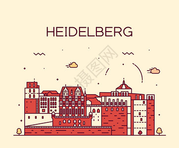 Heidelberg详细描述silhouetteTrendy矢量说明线样式的图片