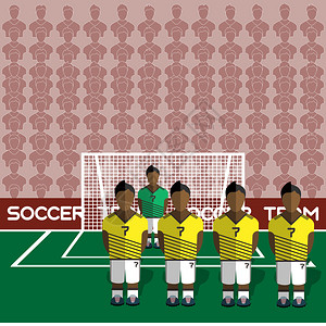 哥伦比亚足球俱乐部足球员剪影电脑游戏足球队员大集合体育信息图表平面样式的足球队守门员站在一个图片