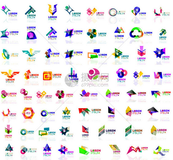 巨型几何抽象标志集公司通用概念品牌标识志图片