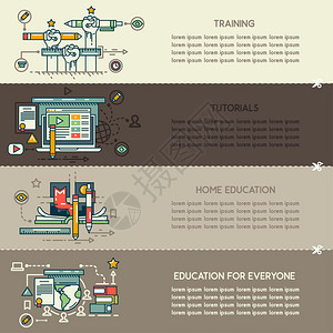 一套四个教育横幅培训教程家庭教背景图片