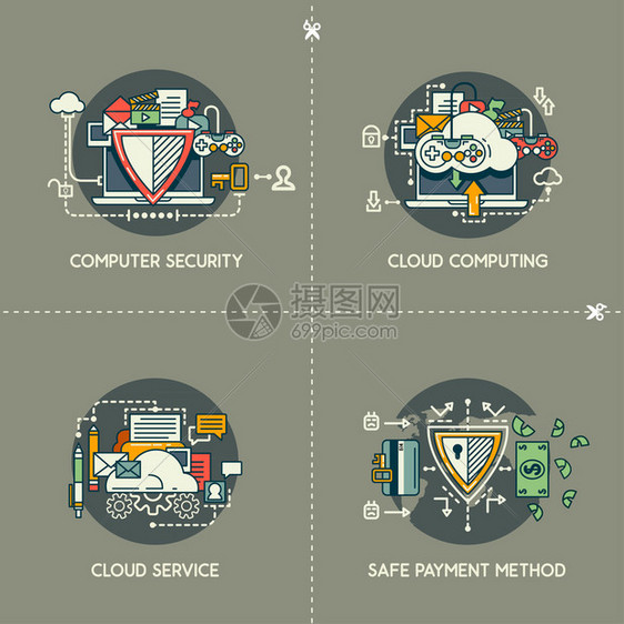 四个向量概念计算机安全云计算云服务图片