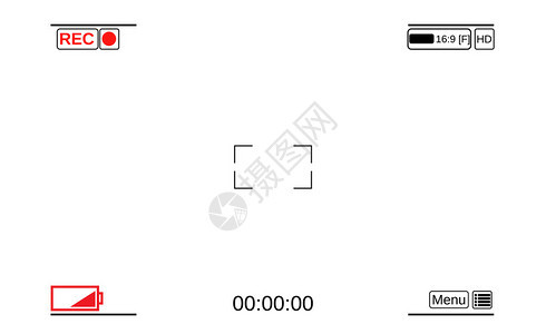 相机取景器相机的模板对焦屏取景器相机记录白色背景上的视频图片