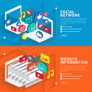 有关社交网络和网站信息样式的Illustrate风格平板设计图片