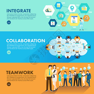简单设计概念的营销将协作和团队合作结合起来图片