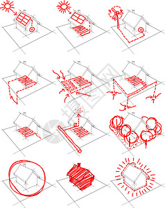 张琪收集12张简单独立式住宅的图表插画