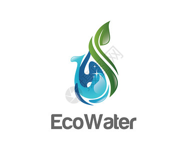 生态水标志设计矢量模板水滴符号向量绿色生态标志设计矢量简单干净背景图片