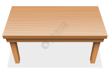 有木质纹理的长桌从以上角度观察白色背景上的孤立图片