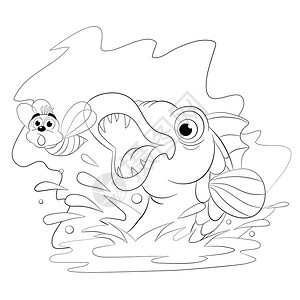 鱼跳水的简笔画图片