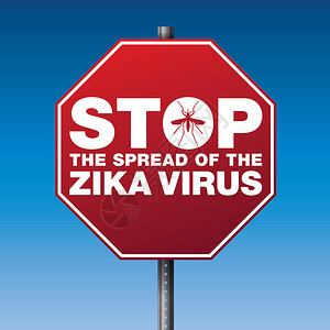红色停止信号警告Zika的传播有矢图片