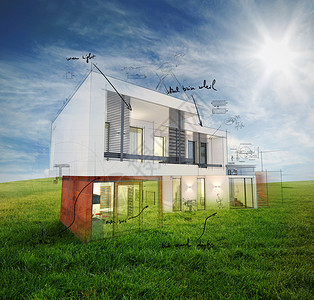 阳光明媚的日子背景下的现代住宅项目图片