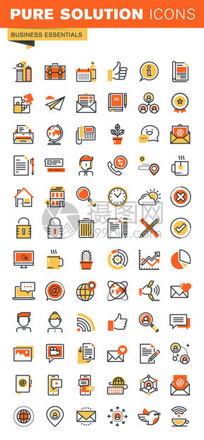 基本的细线平面设计web图标集合用于Web和应用程序设计的图标图片