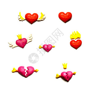 雕塑情人节的心设计问候或爱的宣言红色的心图片