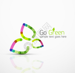 矢量抽象标志理念生态叶自然植物绿色概念商业图标由重叠的多色线段制成的创意背景图片