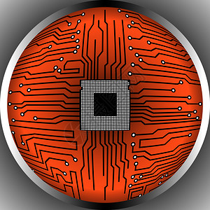 Cpu微处理器微晶片电路板矢量插图图片