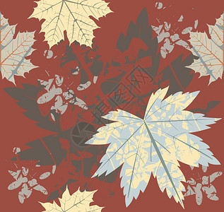 与秋天枫叶的无缝模式模板可用于亚麻瓷砖壁纸设计面料图片