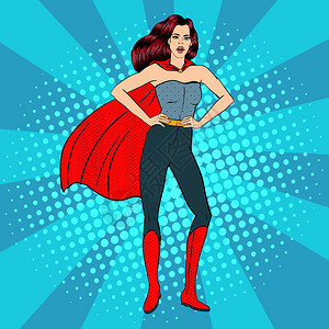 超级女人女英雄超级英雄超级英雄服装的女孩钉住女孩漫画风格流行背景图片