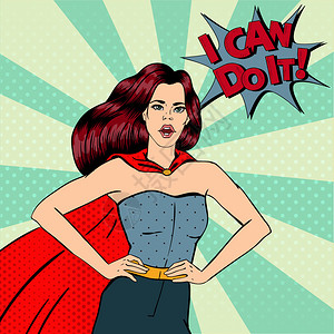 超级女人女英雄超级英雄超级英雄服装的女孩钉住女孩漫画风格流行背景图片