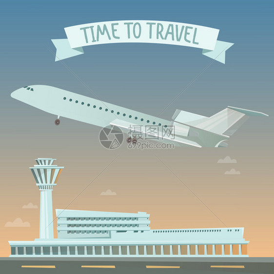 旅行横幅乘飞机旅行旅行的时间航空旅行机场和图片