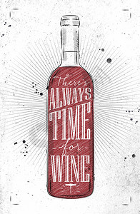 海报红酒瓶装字母总是有时间在肮脏纸面背景上用古董风图片