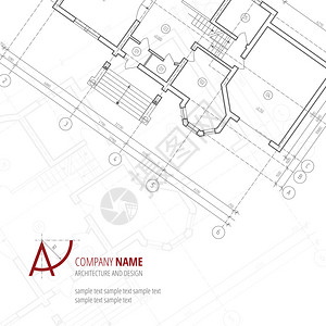 建筑矢量背景灰色建筑计划剪影和A字母标志建图片