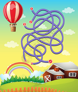 带有气球飞行插图的游戏模板图片