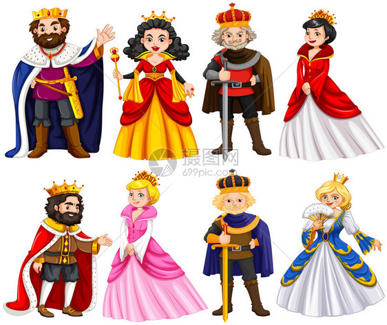 国王和后插图的不同角色图片