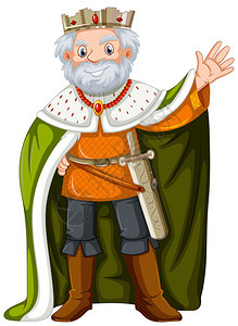 穿着绿色长袍的国王插图图片